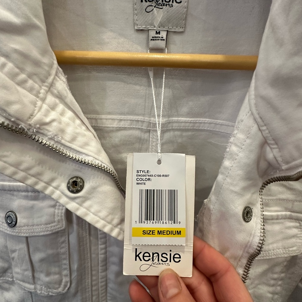 Kensie Classic White Denim Jacket